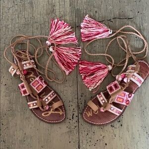 Sam Edelman Gretchen Embellished Lace-Up Sandal